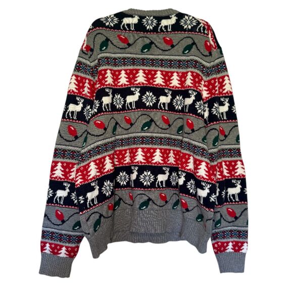 NEW Christmas men's size XL ugly holiday party reindeer trees fair isle sweater - Picture 10 of 10